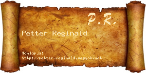 Petter Reginald névjegykártya